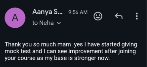 Aanya's improvement