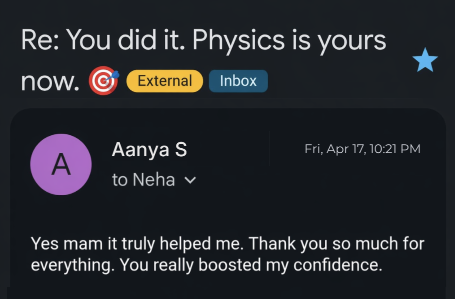Aanya — confidence boosted with NEETphysics