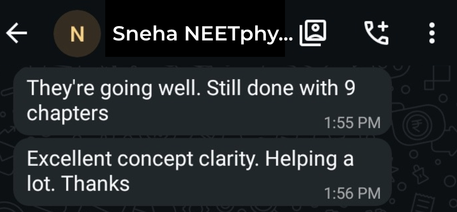 Sneha's WhatsApp message